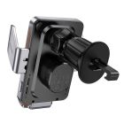 Автотримач для телефона з БЗП HOCO HW7 Transparent Discovery Edition wireless fast charging car holder(air outlet) Metal Gray
