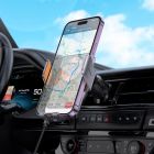Автотримач для телефона з БЗП HOCO HW7 Transparent Discovery Edition wireless fast charging car holder(air outlet) Metal Gray
