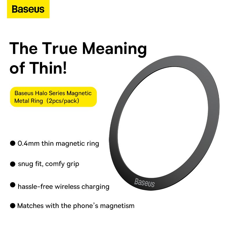 Пластина для магнітного тримача Baseus Halo Series Magnetic Metal Ring（2pcs/pack）Black