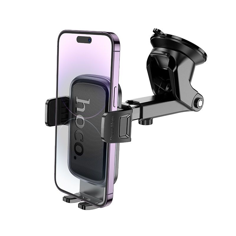 Автотримач для телефона HOCO H79 Vista push-type car holder (center console) Black Metal Gray