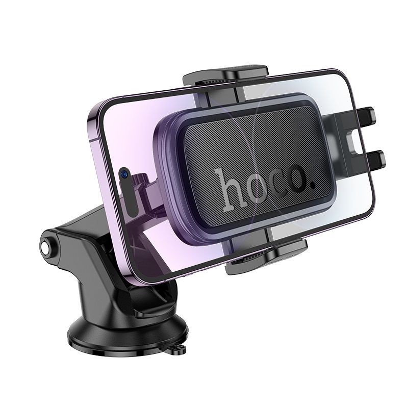 Автотримач для телефона HOCO H79 Vista push-type car holder (center console) Black Metal Gray
