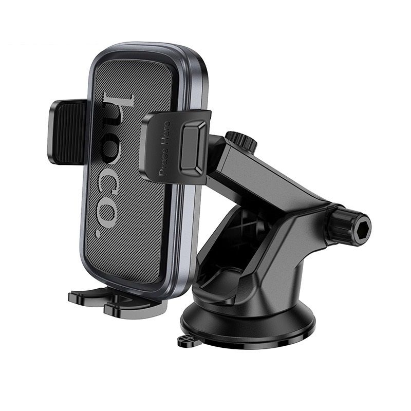Автотримач для телефона HOCO H79 Vista push-type car holder (center console) Black Metal Gray