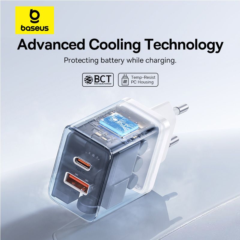 Мережевий зарядний пристрій Baseus Cube Fast Charger C+U 30W EU Moon White