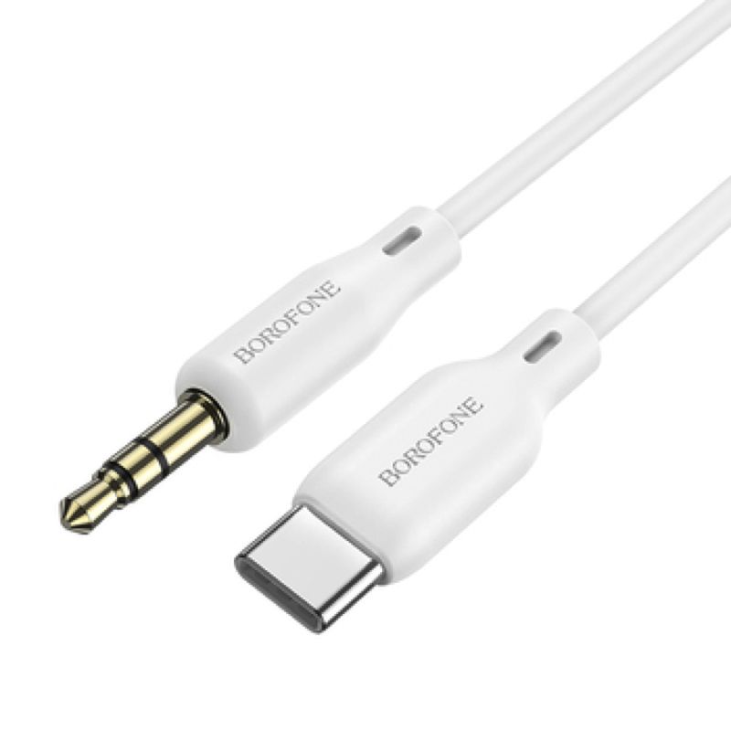 Аудіокабель BOROFONE BL18 Type-C to 3.5mm male, silicone, 1m, White