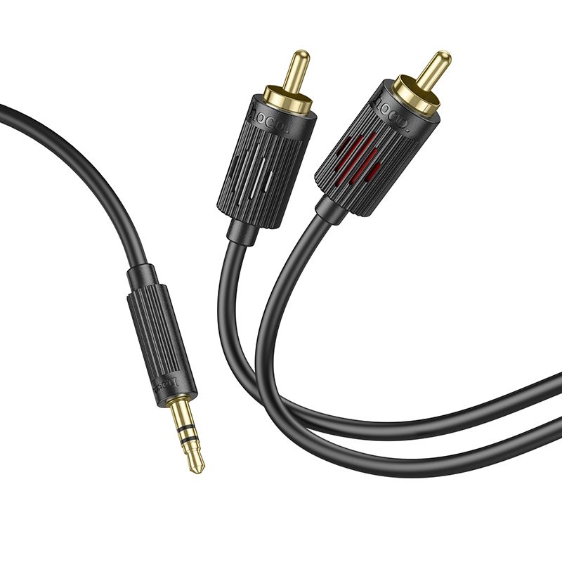 Аудiокабель HOCO UPA28 3.5mm male to double lotus RCA, 1,5m, Black
