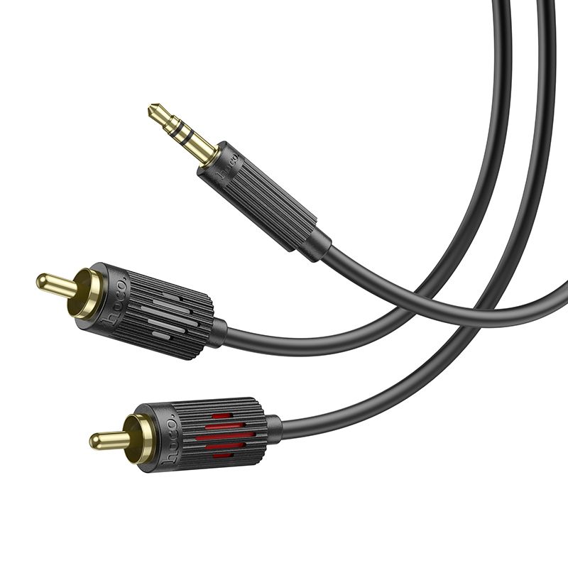 Аудiокабель HOCO UPA28 3.5mm male to double lotus RCA, 1,5m, Black