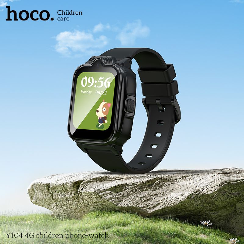 Дитячий смарт-годинник Hoco Y104 42mm. SIM 4G. Wi-Fi. 700 mAh. IP65 Black