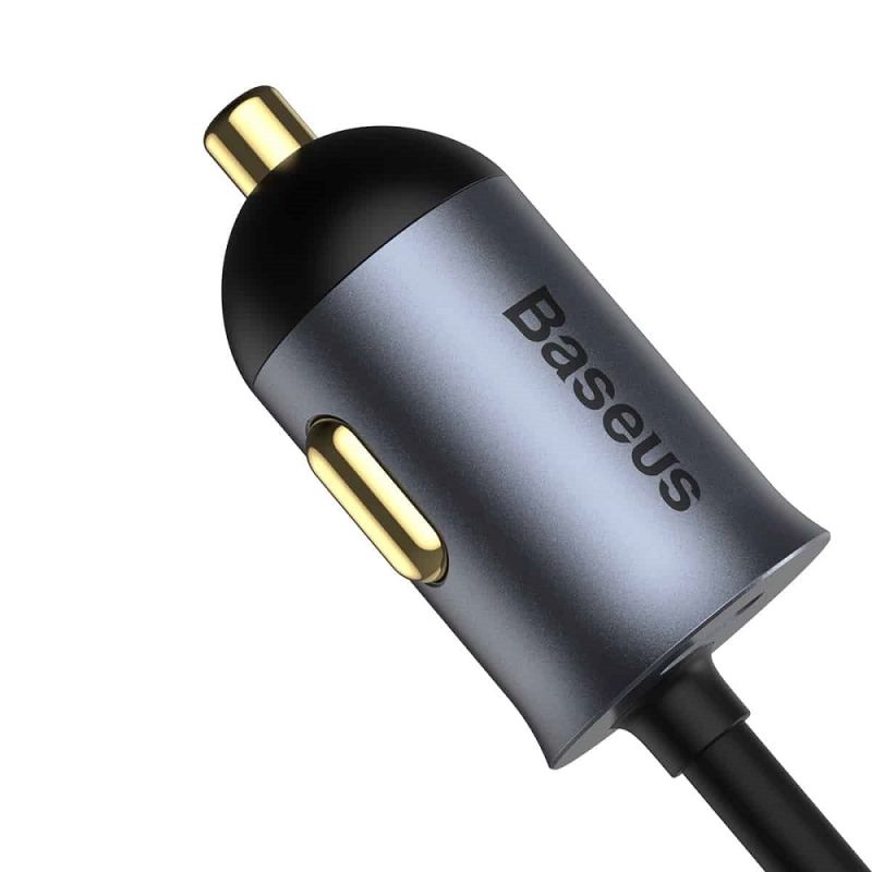 Автомобільний зарядний пристрій Baseus Share Together PPS multi-port Fast charging with extension cord 120W 2U+2C Gray