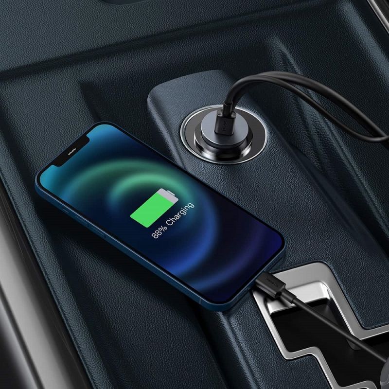 Автомобільний зарядний пристрій Baseus Share Together PPS multi-port Fast charging with extension cord 120W 2U+2C Gray