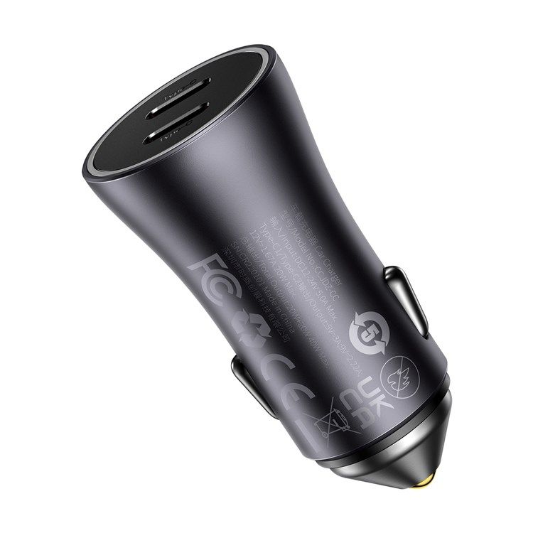 Автомобільний зарядний пристрій Baseus Golden Contactor Pro Dual Fast Charger Car Charger C+C 40W Dark Gray