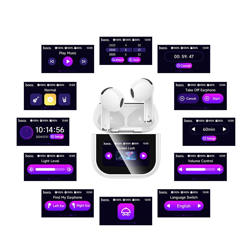Бездротові навушники HOCO EW82 Sparkle true wireless touch screen BT headset White