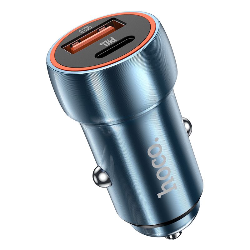 Автомобільний зарядний пристрій HOCO Z46A Blue whale PD20W+QC3.0 car charger Sapphire Blue