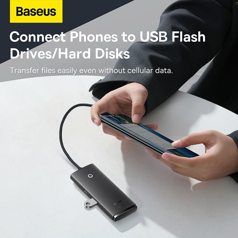 USB-хаб Baseus Lite Series 4-Port Type-C HUB Adapter (Type-C to USB 3.0*4) 25cm Black
