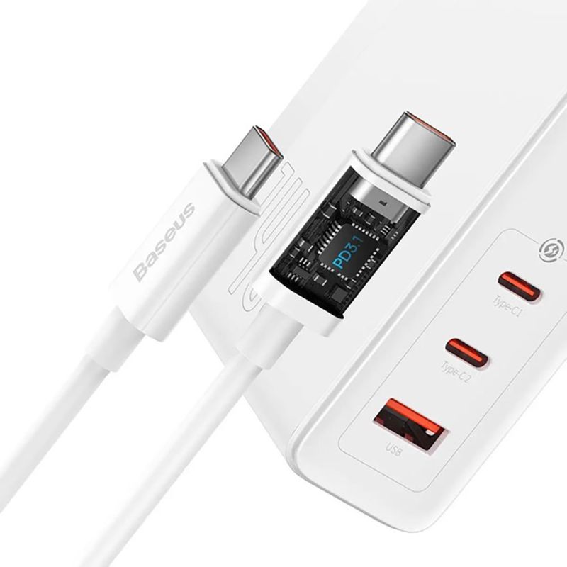 Мережевий зарядний пристрій з кабелем Baseus GaN5 Pro Fast Charger 2C+U 140W EU White (Superior Series Charging Data Cable Type-C 240W