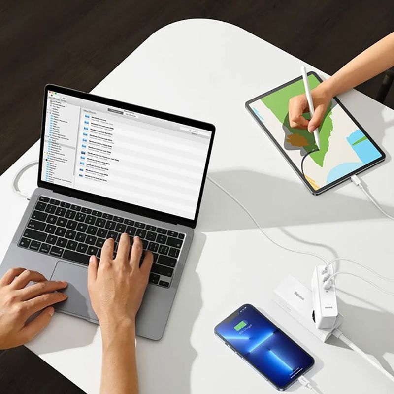 Мережевий зарядний пристрій з кабелем Baseus GaN5 Pro Fast Charger 2C+U 140W EU White (Superior Series Charging Data Cable Type-C 240W