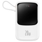 Зовнішній акумулятор Baseus Qpow Pro Digital Display Fast Charge Power Bank 10000mAh 20W iP Edition White（With: Simple charging cable Type-C 3A 0.3m W
