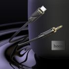 Аудiокабель HOCO UPA30 Type-C to 3.5mm male, nylon braid, 1m, Black