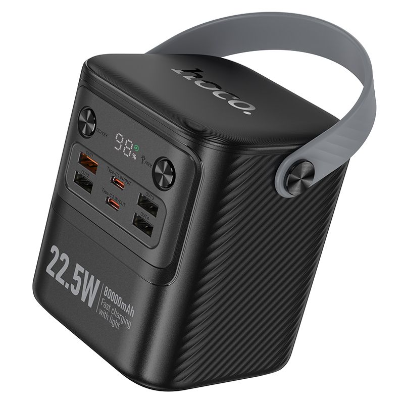Зовнішній акумулятор HOCO J152 Tough 22.5W+PD20W+light power bank (80000mAh) Black