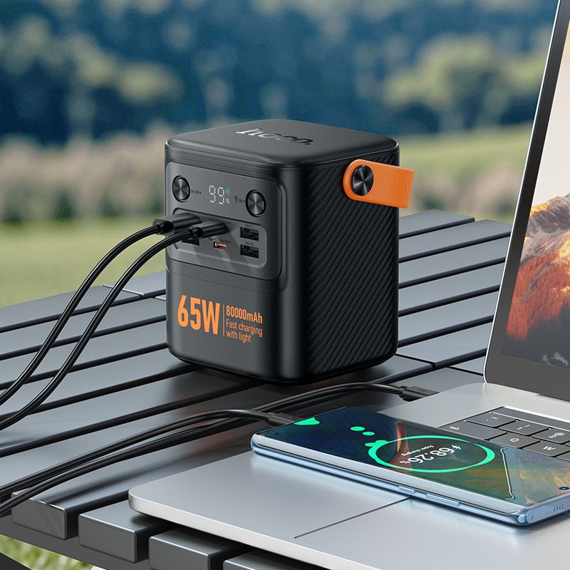 Зовнішній акумулятор HOCO J152 Pro Tough PD65W+light power bank (80000mAh) Black