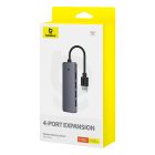 USB-хаб Baseus UltraJoy Series 4-Port  HUB Lite 50cm Space Grey（USBA to USB3.0*4+Type-C5V）