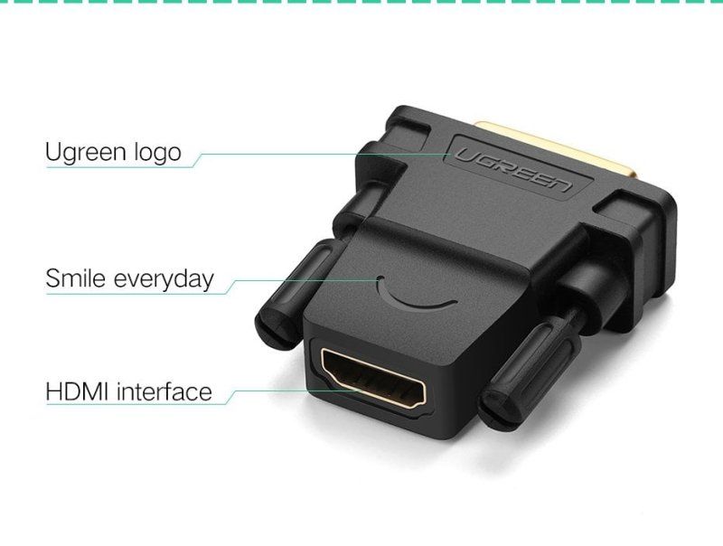 Кабель UGREEN 20124 DVI 24+1 Male to HDMI Female Adapter (Black) (UGR-20124)