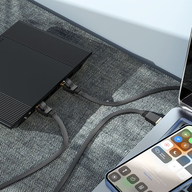 Мережевий кабель HOCO US07 General pure copper flat network cable(L=10M) Black