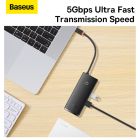 USB-хаб Baseus Lite Series 6-Port Type-C HUB Docking Station (Type-C to HDMI+USB3.0*2+PD+SD/TF) Black