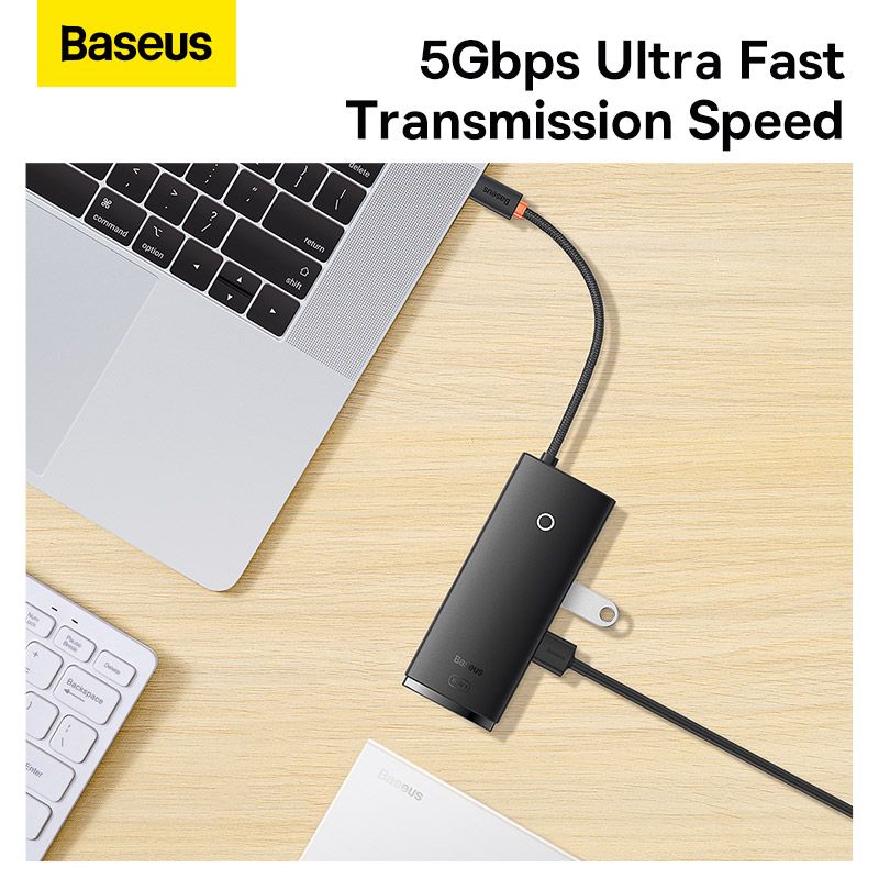 USB-хаб Baseus Lite Series 6-Port Type-C HUB Docking Station (Type-C to HDMI+USB3.0*2+PD+SD/TF) Black