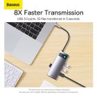 USB-хаб Baseus Metal Gleam Series 4-in-1 Multifunctional Type-C HUB Docking Station Gray（Type-C to USB3.0*4）