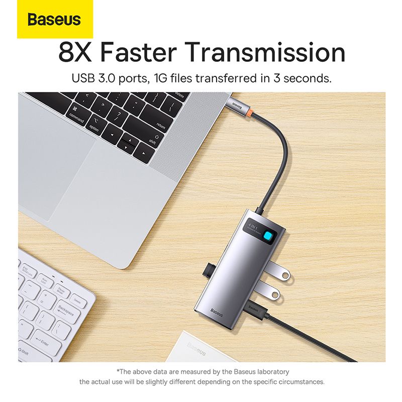 USB-хаб Baseus Metal Gleam Series 4-in-1 Multifunctional Type-C HUB Docking Station Gray（Type-C to USB3.0*4）