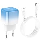 Мережевий зарядний пристрій з кабелем HOCO C101A single port PD20W charger set(C to iP) Ice Blue