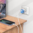 Мережевий зарядний пристрій з кабелем HOCO C101A single port PD20W charger set(C to iP) Ice Blue
