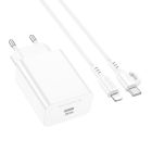 Мережевий зарядний пристрій з кабелем BOROFONE BA21A Pro Long journey single port PD20W charger set(C to iP) White