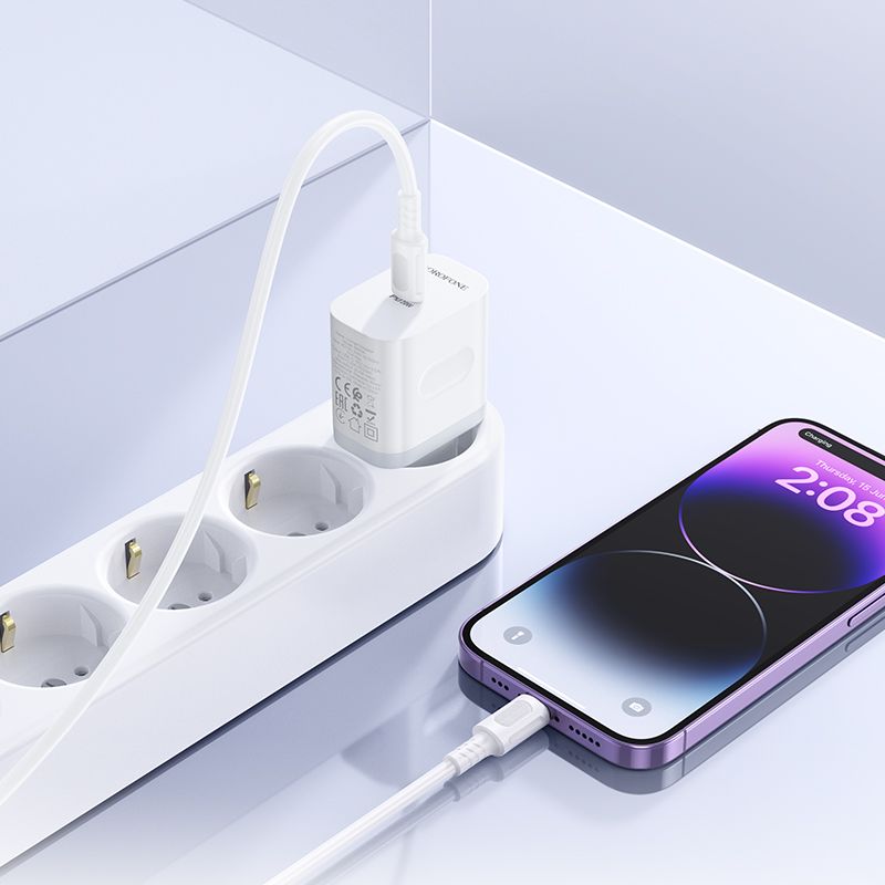 Мережевий зарядний пристрій BOROFONE BA99A Breeze single port PD20W charger White