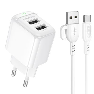 Мережевий зарядний пристрій BOROFONE BAS41A Potential dual-port charger set(Type-C) White
