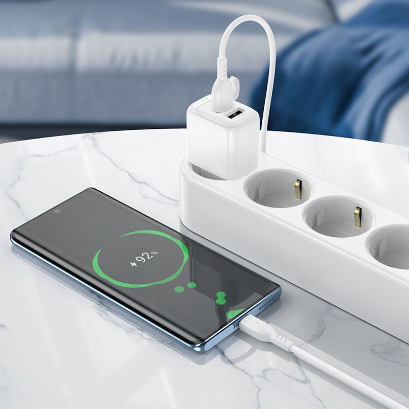 Мережевий зарядний пристрій BOROFONE BAS41A Potential dual-port charger set(Type-C) White
