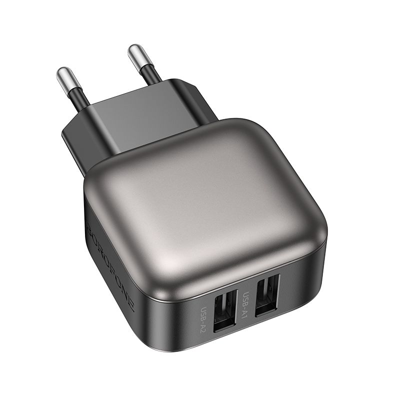 Мережевий зарядний пристрій BOROFONE BAS51A Absolute dual-port charger Black