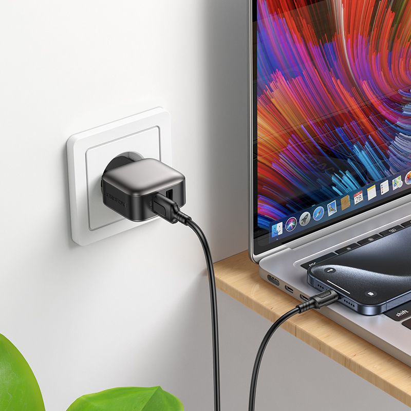 Мережевий зарядний пристрій BOROFONE BAS51A Absolute dual-port charger Black