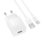 Мережевий зарядний пристрій з кабелем BOROFONE BAS71A Source single-port charger set(Type-C) White