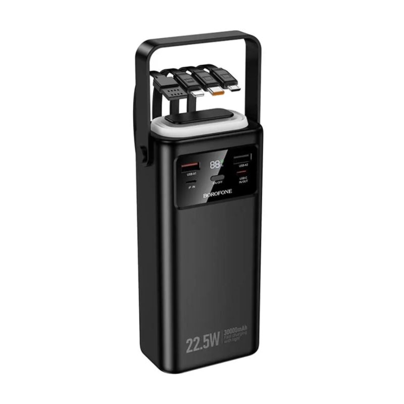 Зовнішній акумулятор BOROFONE BJ65 High 22.5W+PD20W+four-cables power bank(30000mAh) Black