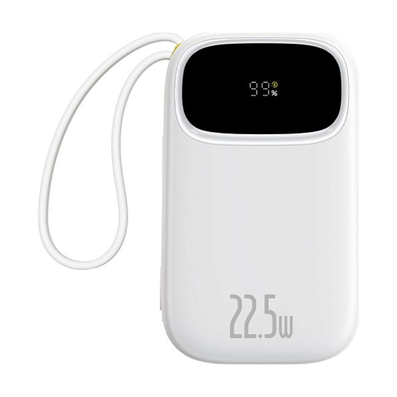 Зовнішній акумулятор Baseus EnerFill FC31 Digital Display Power Bank with 2 Built-in Cables 20000mAh 22.5W Moon White