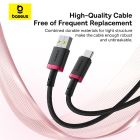 Кабель Baseus Dura Series Fast Charging Cable USB to Type-C 60W 1m Red+Black