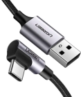 Кабель UGREEN US284 Angled USB-C Male To USB2.0 A Male 3A Data Cable(90°Angle) 0,,5m