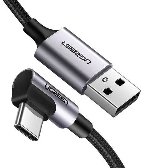 Кабель UGREEN US284 Angled USB-C Male To USB2.0 A Male 3A Data Cable(90°Angle) 0,,5m