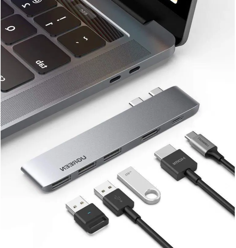 USB-Хаб UGREEN CM251 Dual USB-C To HDMI+3*USB 3.0 A+Type C Female Converter