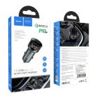 Автомобільний зарядний пристрій HOCO Z42 Light road dual port digital display PD20W+QC3.0 car charger Metal Gray