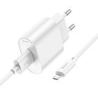 Мережевий зарядний пристрій HOCO C109A(10.5W) Fighter single port charger set(Micro) White