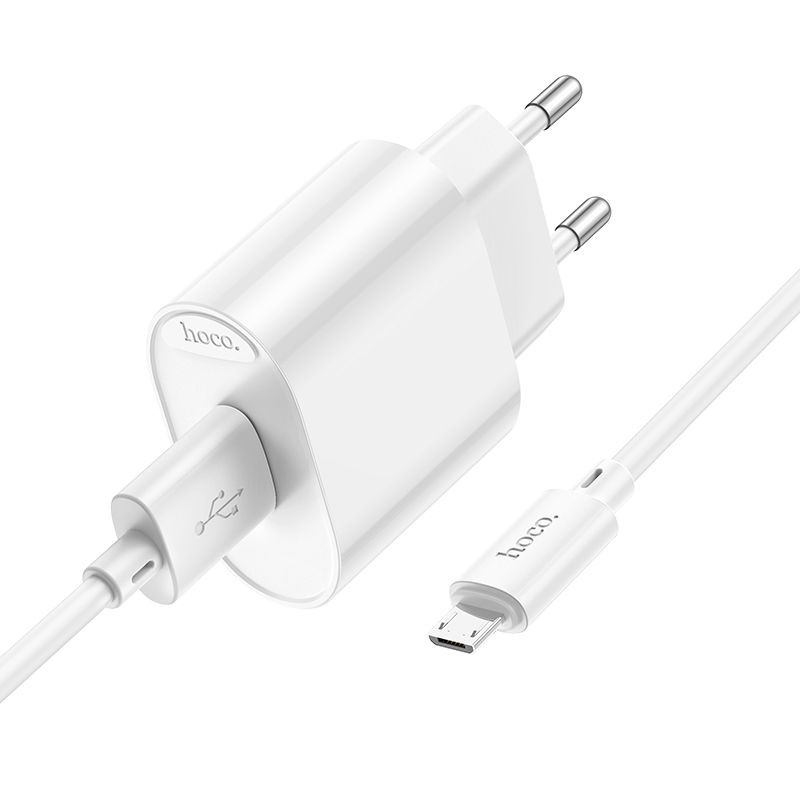 Мережевий зарядний пристрій HOCO C109A(10.5W) Fighter single port charger set(Micro) White