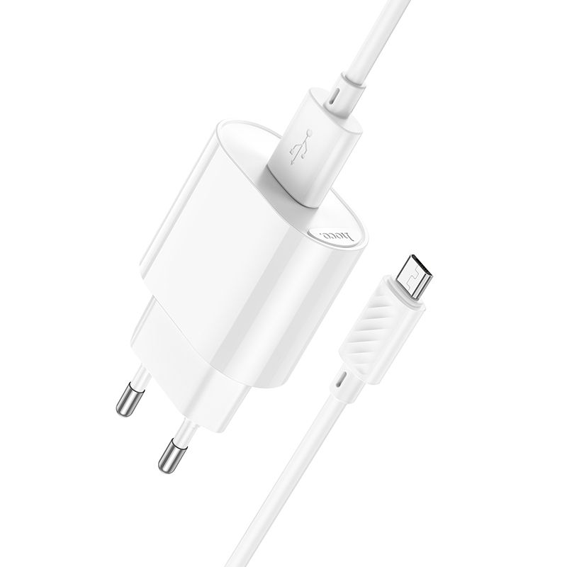 Мережевий зарядний пристрій HOCO C109A(10.5W) Fighter single port charger set(Micro) White