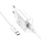 Мережевий зарядний пристрій з кабелем HOCO C109A(10.5W) Fighter single port charger set(Type-C) White